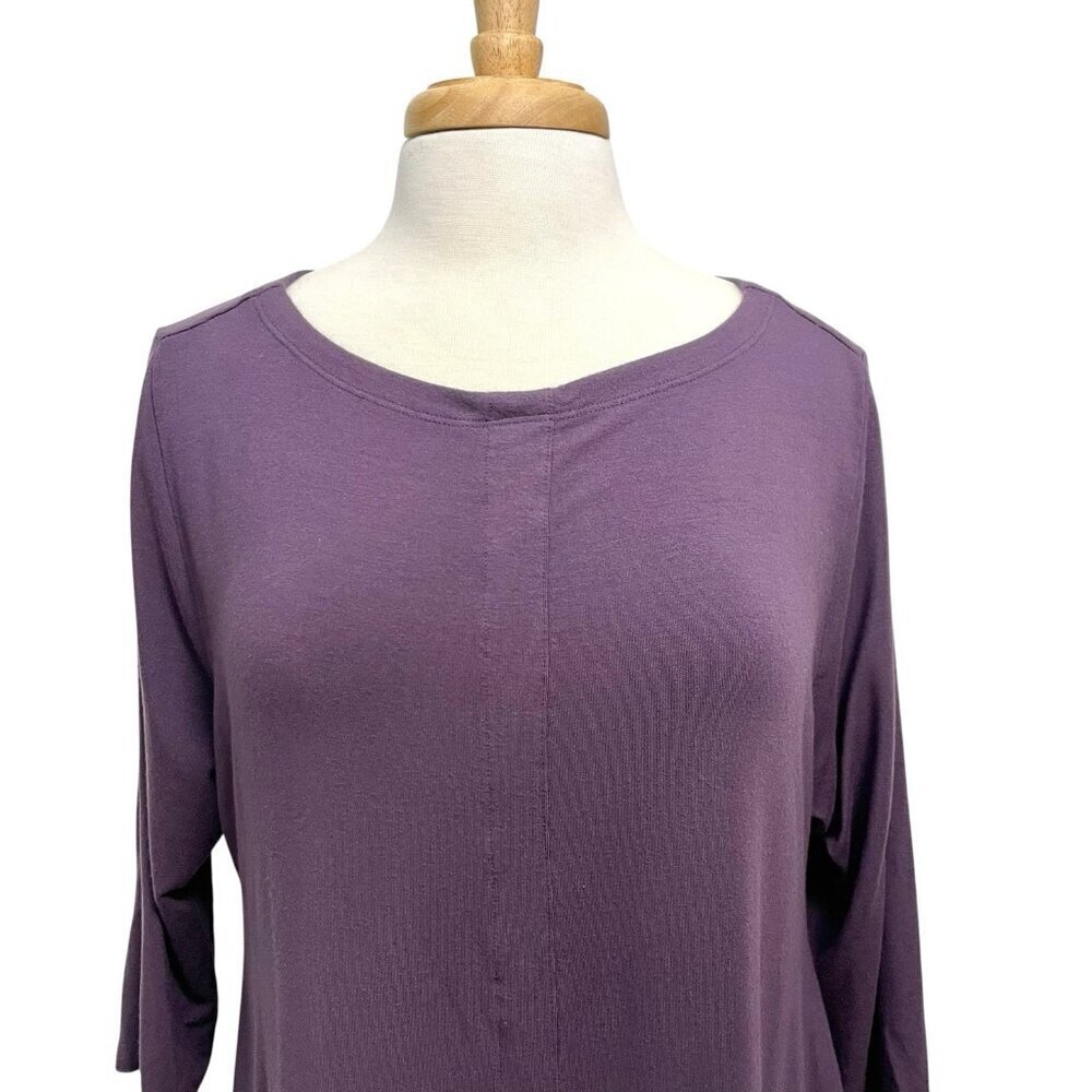 Soft Surroundings Shark Bite Hem Asymmetrical Tunic Top Soft Purple XL Petite - Picture 2 of 9